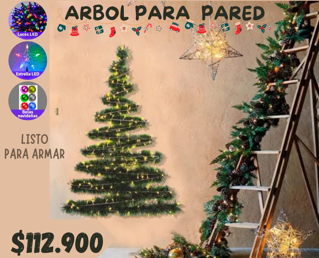 Arbol navidad de Pared (Adornos + Estrella )