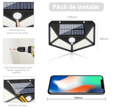 Lampara solar de exterior 100 led