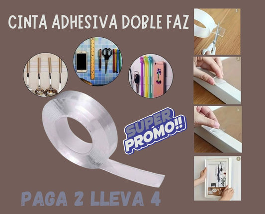 Cinta Adhesiva Doble Faz 2mts